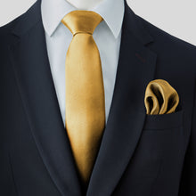Load image into Gallery viewer, Gold Satin Tie and Pocket Square Set
