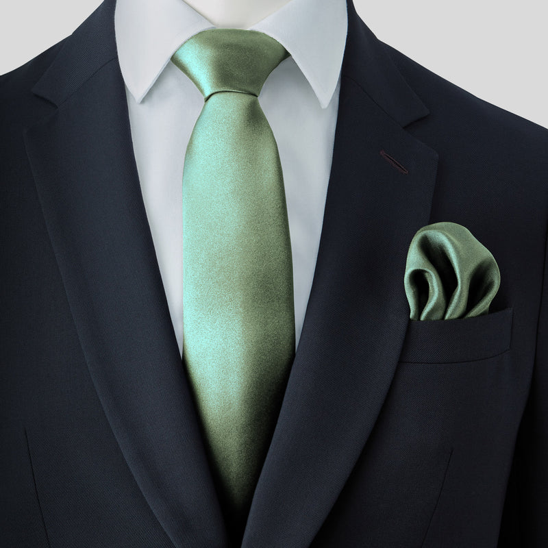 Leaf Satin Tie and Pocket Square Set