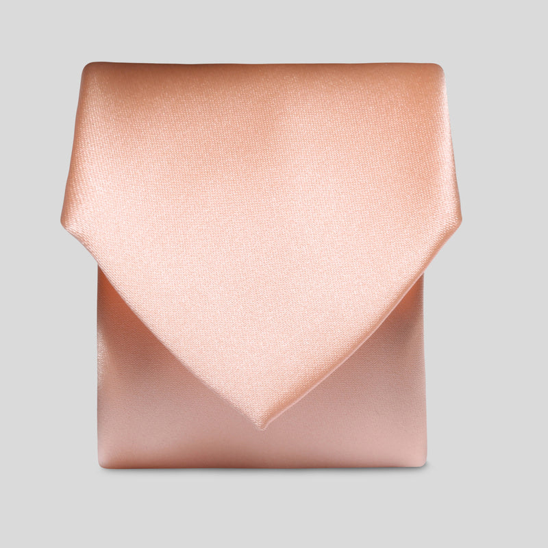 Peach Satin Tie and Pocket Square Set Tie