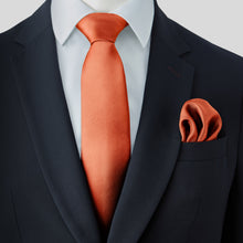 Load image into Gallery viewer, Rust Satin Tie and Pocket Square Set
