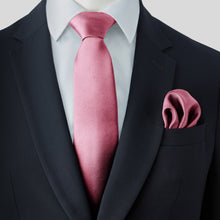 Load image into Gallery viewer, Dusky Pink Satin Tie and Pocket Square Set
