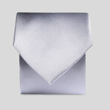 Load image into Gallery viewer, Silver Grey Silk Tie and Pocket Square Set Tie
